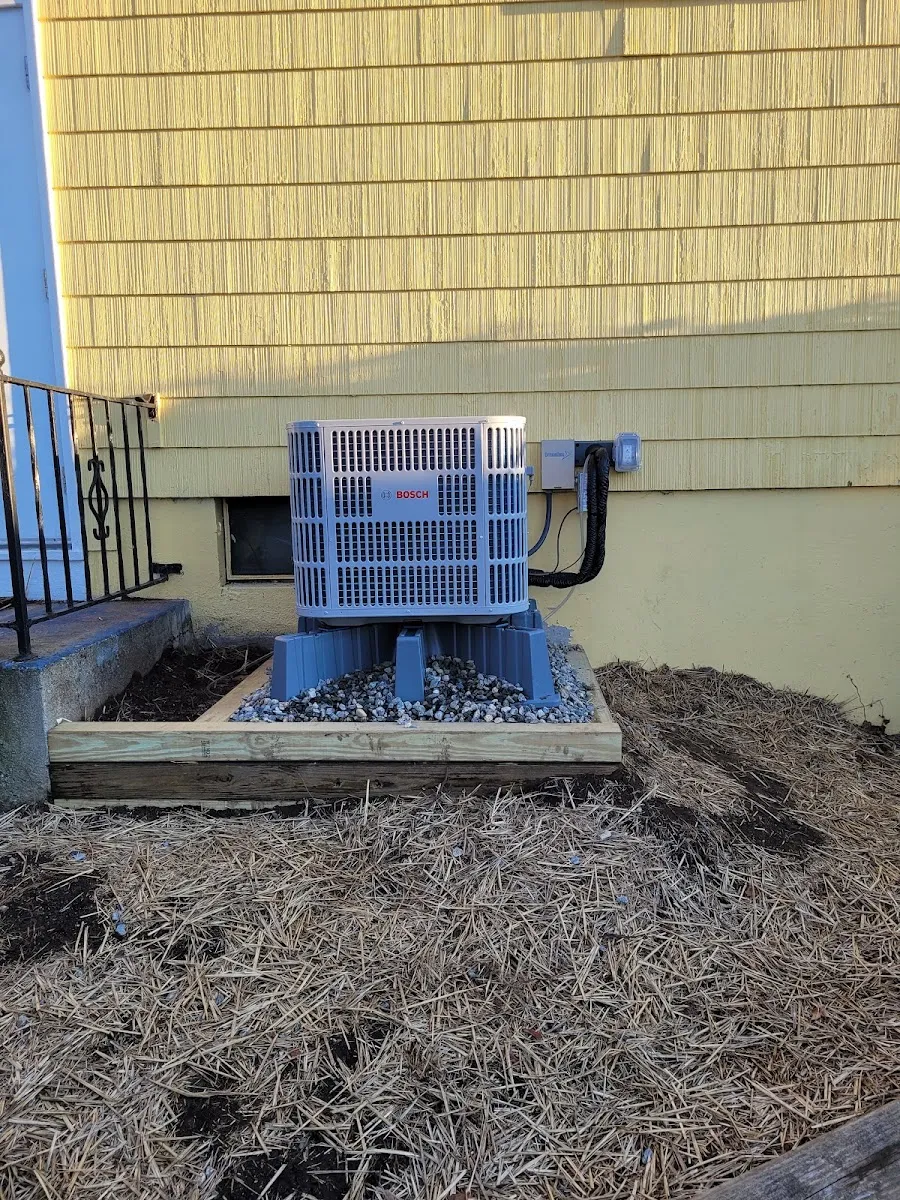 Bosch heat pump installed by Justin Nuño HVAC & Plumbing at a home in Windham County, Connecticut